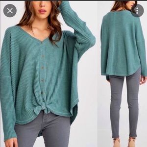 Wishlist waffle knit knotted top